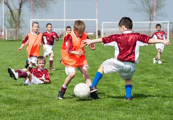 Homeschooled boys playing soccer